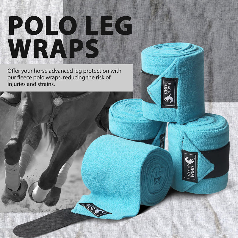 Horse Polo Leg Wraps, 10' Long Fleece Polo Wraps for Horses Set of 4, Horse Leg Bandages Stable Supplies Equestrian Boots Horse Leg Protection Vivid Cerulean 10' - BeesActive Australia