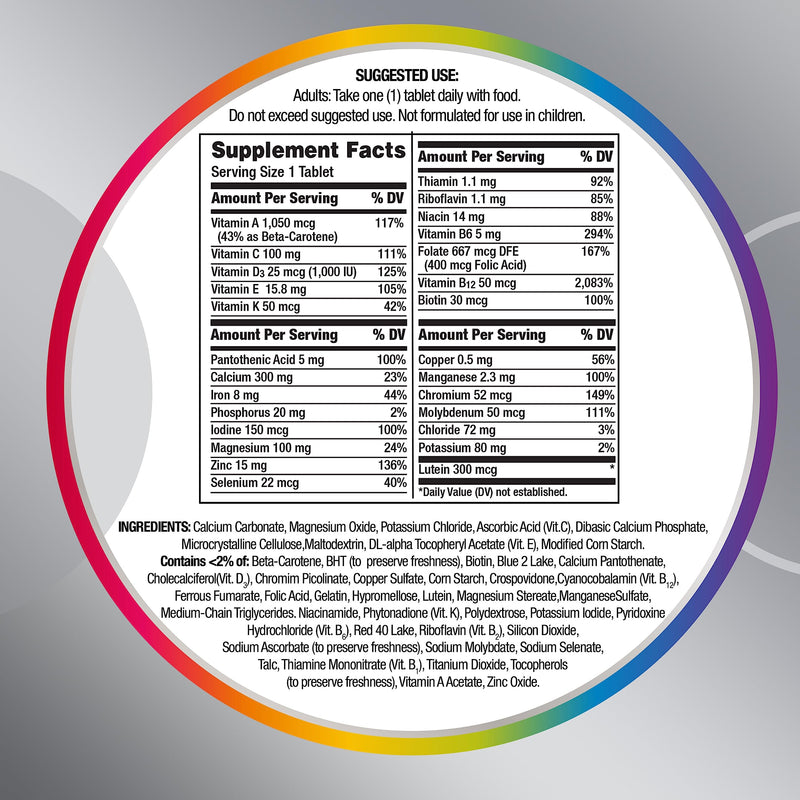 Centrum Silver Women's Multivitamin for Women 50 Plus, Multivitamin/Multimineral Supplement with Vitamin D3, B Vitamins, Non-GMO Ingredients, Supports Memory and Cognition in Older Adults - 100 Ct 100 Count (Pack of 1) - BeesActive Australia