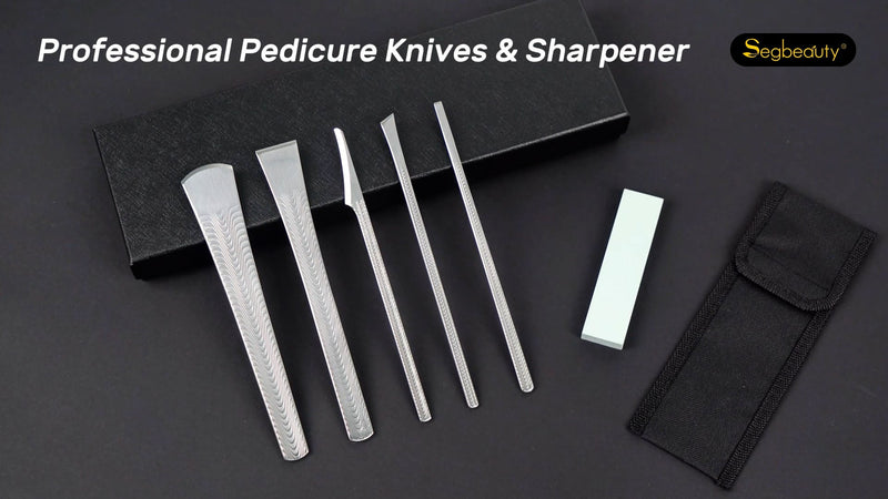 Segbeauty 2pcs Stainless Steel Ingrown Toenail Removal Kit with 1000 Grit Whetstone, Professional Pedicure Tools for Feet, Foot Scraper for Dead Skin Removal, At Home Foot Care Cuticle Remover Kit Scraper + Inclined Knife