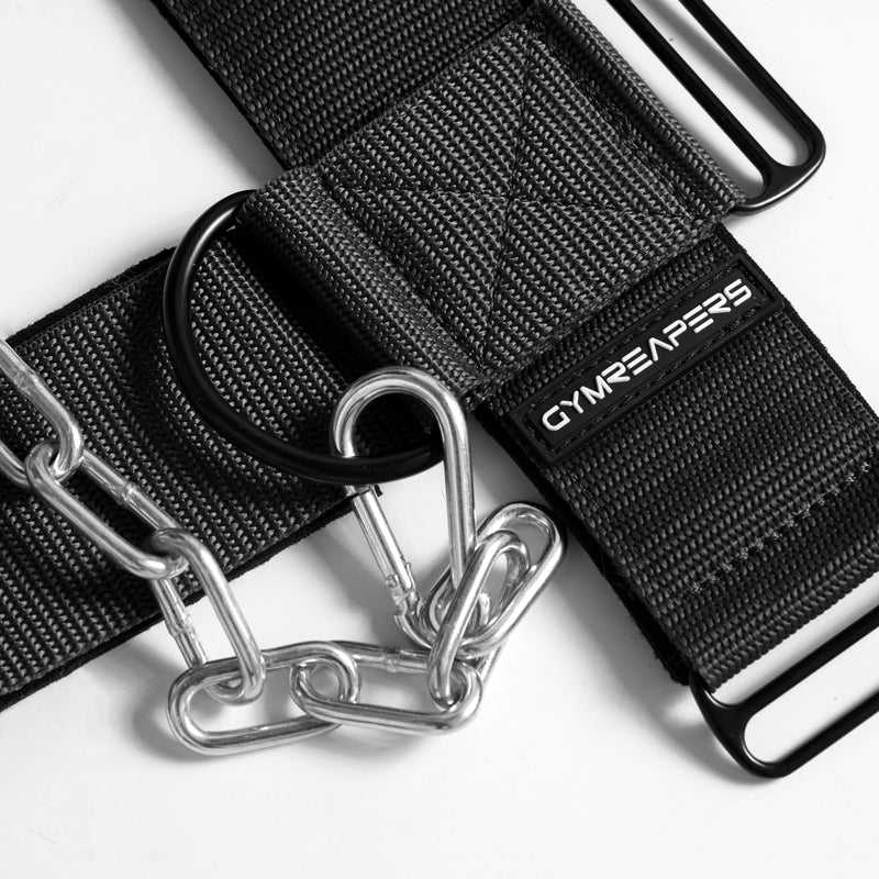 Gymreapers Neck Harness Weight Lifting - Neck Trainer Workout Equipment - Heavy Duty Stainless Steel Chain, Adjustable Neoprene Head Strap, Exercise Equipment for Strength & Pain Relief Black