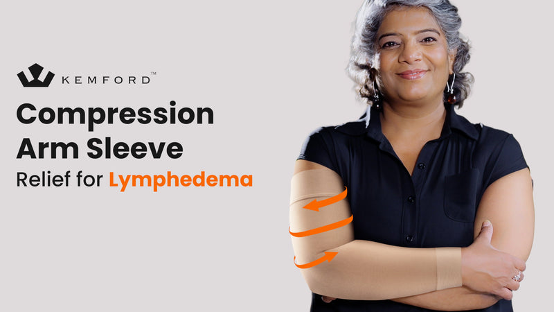 KEMFORD Lymphedema Compression Arm Sleeves for Women - 15-20 mmHg, Silicone Grip, 1 Pair - Arm Support for Swelling & Edema Beige S/M