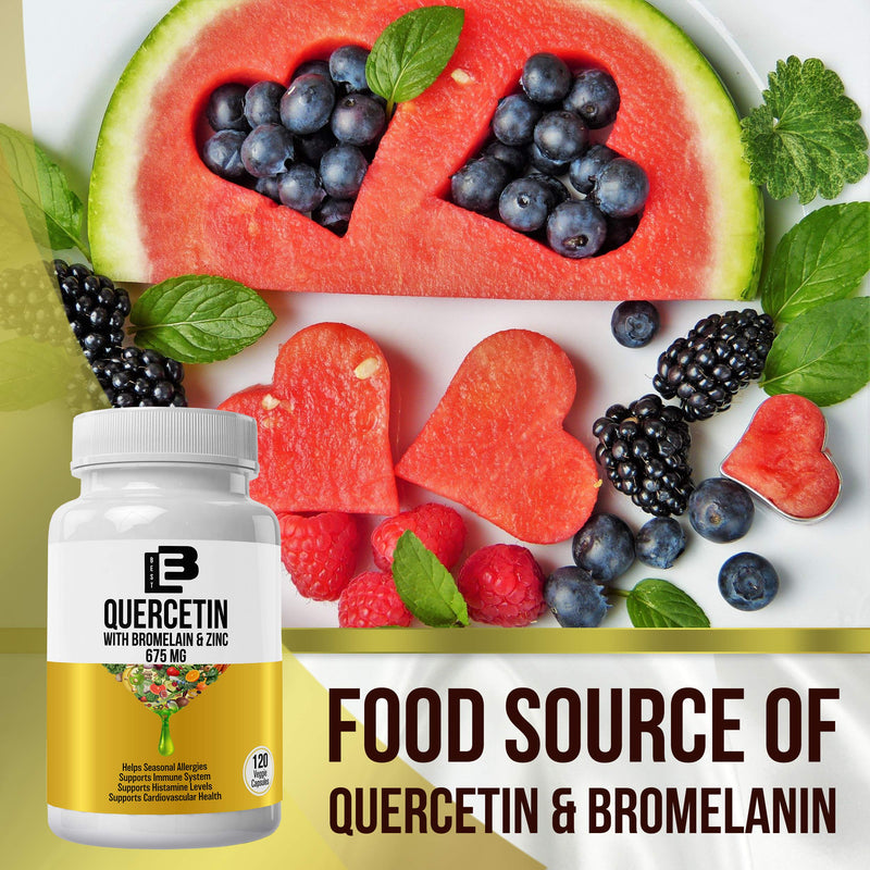 Quercetin 675 Mg with Bromelain & Zinc Supplement- 4 Month Supply, 120 Natural Veggie Capsules, Made in USA 1 - BeesActive Australia