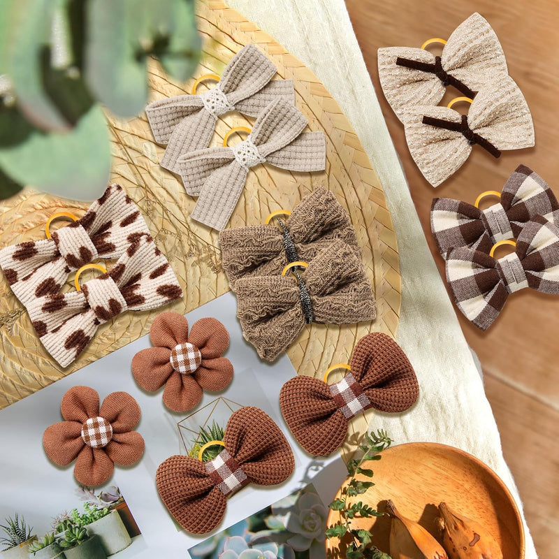 20pc Brown Small Dog Hair Bows, Mix Holiday Dog Hair Bows for Yorkie Dogs, Puppy Dog Hair Accessories with Rubber Bands, Top Knot for Daily Use Brown-A330 - BeesActive Australia