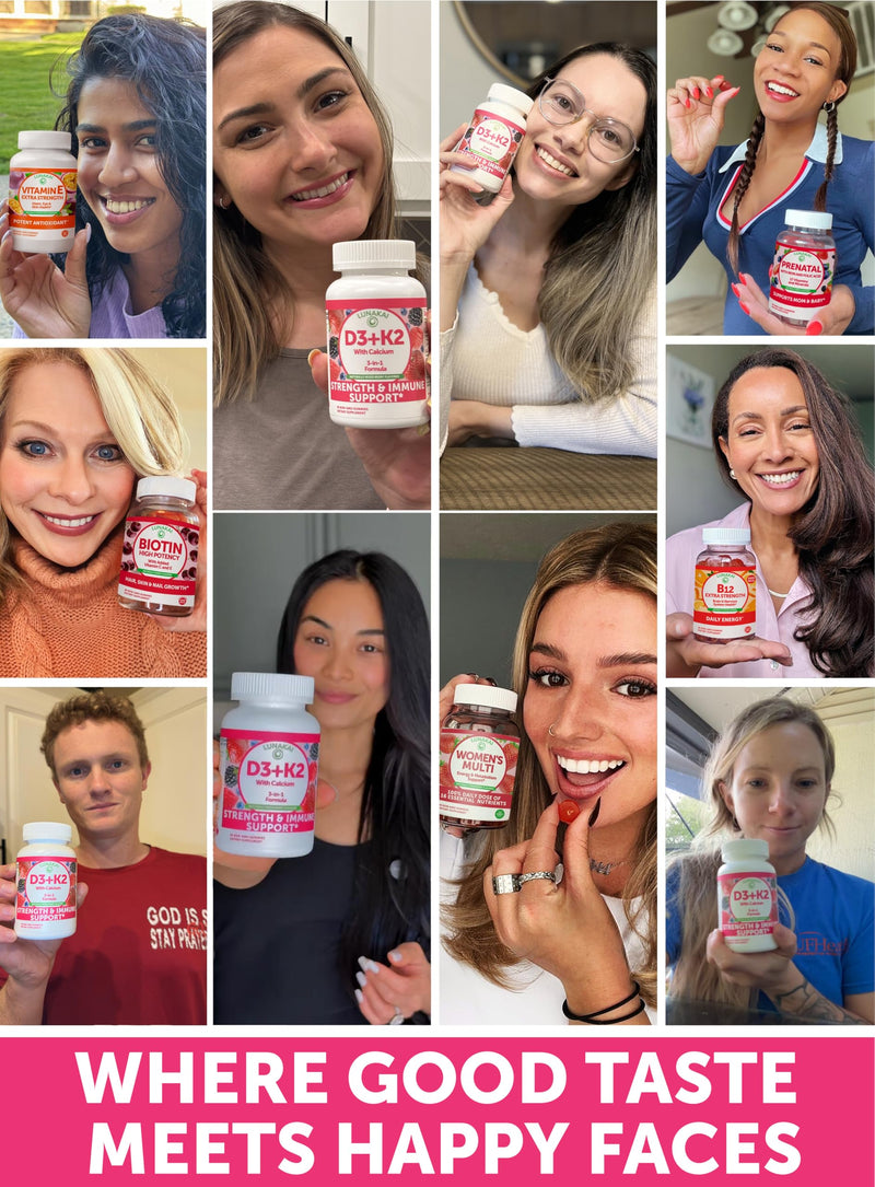 Lunakai USA Made Vitamin D3 K2 Gummies with Calcium – 3-in-1 Daily Vegan Supplement for Bone & Immune Support for Women, Men & Kids, 60ct 60 Count (Pack of 1) Vitamin D3 + K2