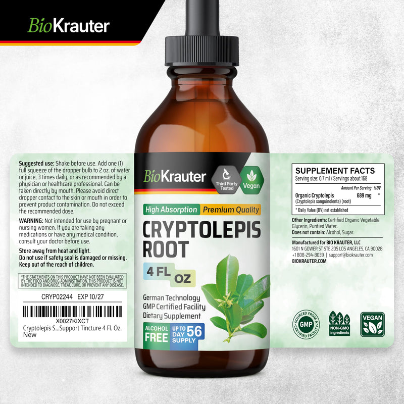 BIO KRAUTER Cryptolepis Tincture 4 Fl. Oz. & Cat's Claw Tincture 4 Fl. Oz.
