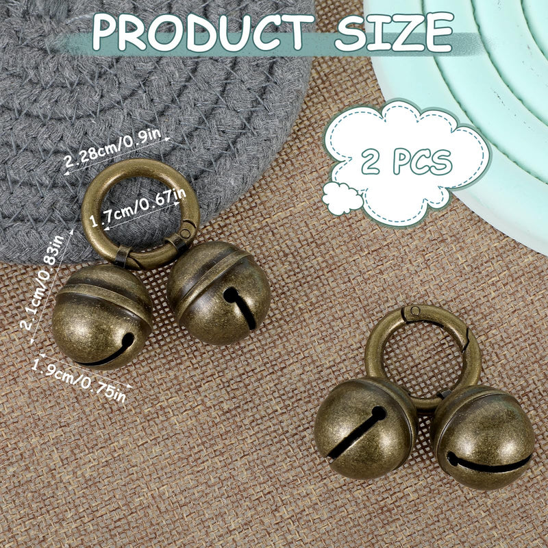 2Pcs Dog Bells for Pet Tracking, Bell for Dog Collar, Extra Loud Pet Tracker Training Bells, Copper Bells with Quick Clips, Collar Bells for Pets, Bronze Pet Collar - BeesActive Australia