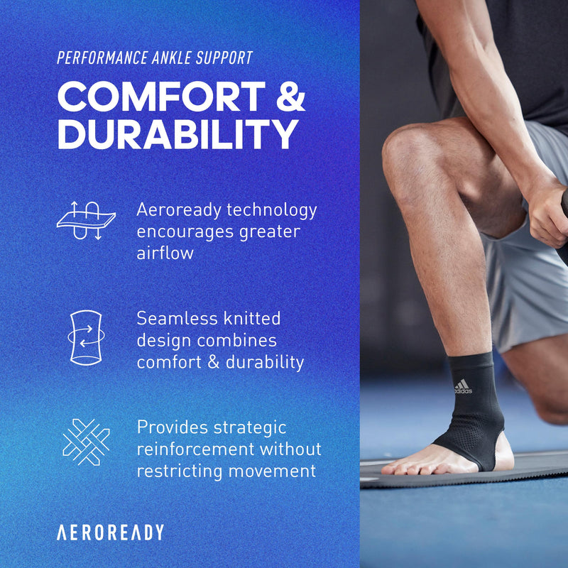 adidas Performance Climacool Ankle Support Sleeve - Ankle Sleeve for Training, Competitions, Support, and General Fitness - Ergonomic Design, Silicone Grip, Breathable & Durable Material - Large