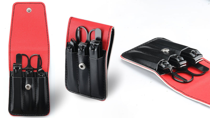 Manicure Kit for Men & Teen Boys, Nail Clipper Set Travel Grooming Gift Black