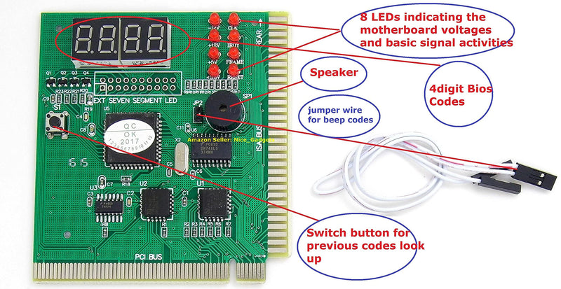 PC Computer PSU and Motherboard Tester Tool PCI & ISA SDRAM Post Test Card Diagnostic Analyzer Starter Kit 4 Digital / 8 LED/Bios Speaker/Mobo Power Switch All in One Carrying Case - BeesActive Australia