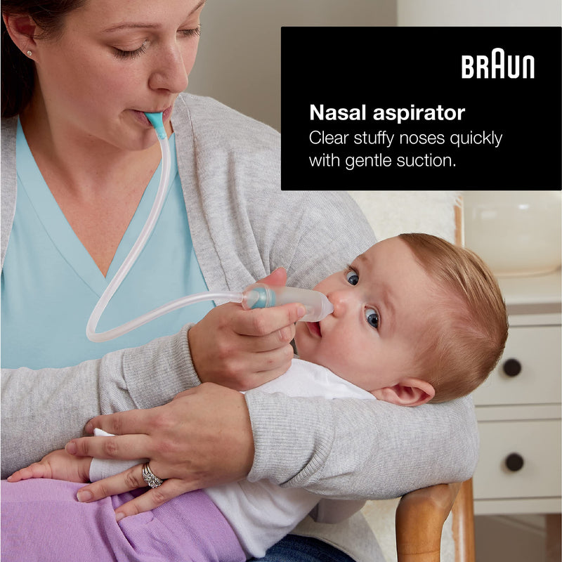 Braun Manual Nasal Aspirator - Mucus Remover, Blocked Nose Relief, Manual Suction Power, 2 Nose Tip Sizes, Newborn, Baby, and Child Friendly, Dishwasher Safe, FSA and HSA Eligible - BeesActive Australia