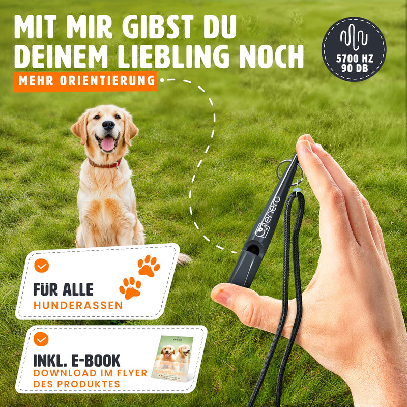 ENERO® dog whistle with practical neck strap - perfect dog accessory with standardized frequency - ideal for dog training - audible & far-reaching black - BeesActive Australia