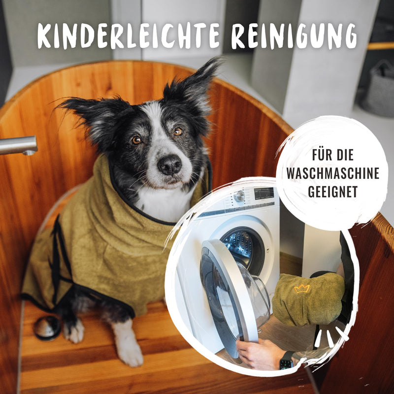 Rudelkönig dog bathrobe made of 100% cotton - absorbent dog bathrobe XL - cuddly dog bathrobe for large dogs khaki - BeesActive Australia