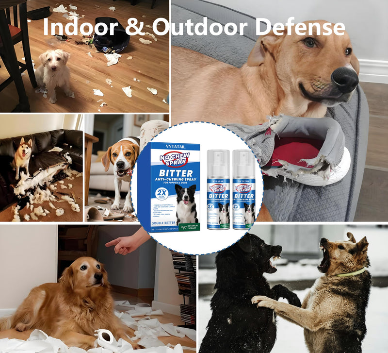 2-Pack No Chew Spray for Dogs – Bitter Apple Taste Stops Chewing, Licking & Biting | Non-Toxic, Alcohol-Free | Protects Furniture, Shoes, Plants (2x100ml) 1
