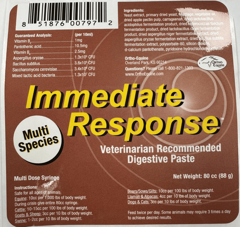 Immediate Response for Large Animals – Digestive Support Paste for Diarrhea, Scours & Gut Stress – Multi-Species First Aid Formula – 80ml Tube Horse and large animals 80 ml