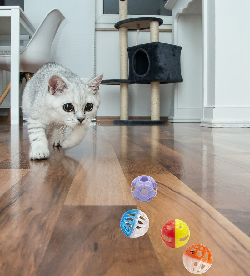 Fashion's Talk 12PCS Value Pack Plastic Ball Cat Toys Lattice Balls with Bell Jingle Kitten Toy,Gift Box 1.5" 6 Styles 1.5" 12pcs(6 styles with various colors） - BeesActive Australia