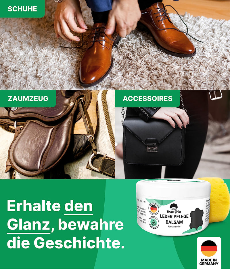Emma Grün® Leather Balm Leather Grease Colorless 500ml [MADE FROM BEESWAX] - Leather Care for Shoes, Jackets, Bags & Saddles - Care Products for Leather Jackets & Leather Shoes - Saddle Grease Made in Germany 1 x Maxi Leather Care Balm - BeesActive Australia