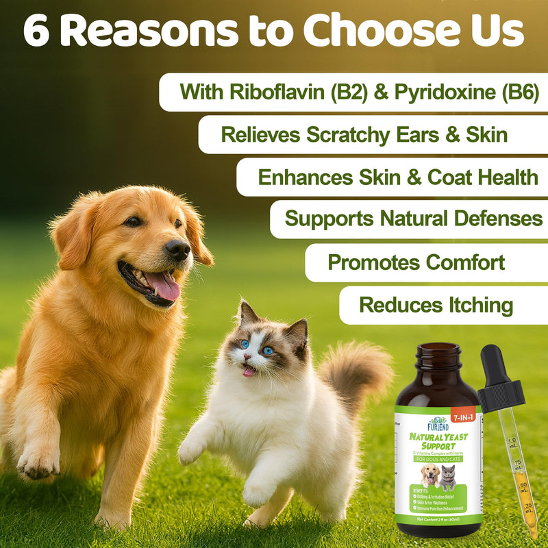 Natural Yeast Infection Itch Relief for Dogs and Cats | Itchy Skin, Ear & Allergy Symptoms Treatment | Reduces Inflammation, Itching and Irritation | 7-in-1 Herbal Formula Liquid Supplement (2 fl oz)