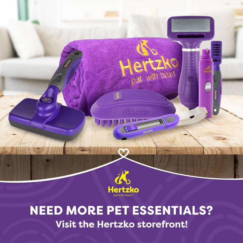 Hertzko Self Cleaning Slicker Brush for Dogs and Cats - Pet Hair Brush for Shedding Long and Short Hair - Grooming Brush with Easy Clean Retractable Bristles - Cat and Dog Grooming Tool - Purple - BeesActive Australia