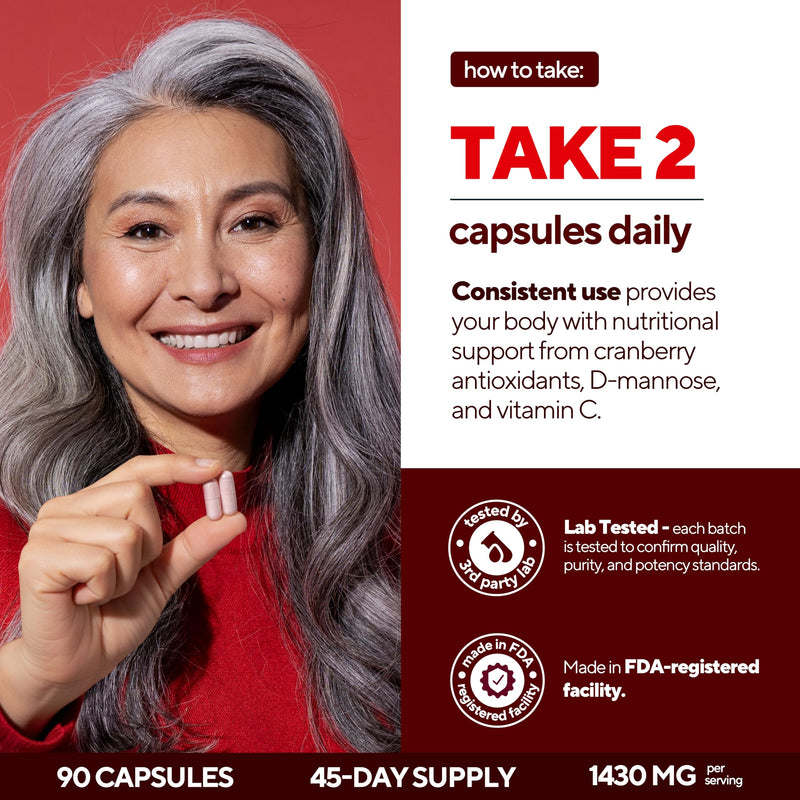 VitaUp D-Mannose Supplements for Women – USA Made D-Mannose with Cranberry & Vitamin C – Cranberry Pills for Women for Urinary Tract & Bladder, Immune Support – 90 Vegan Capsules 90 Count (Pack of 1)