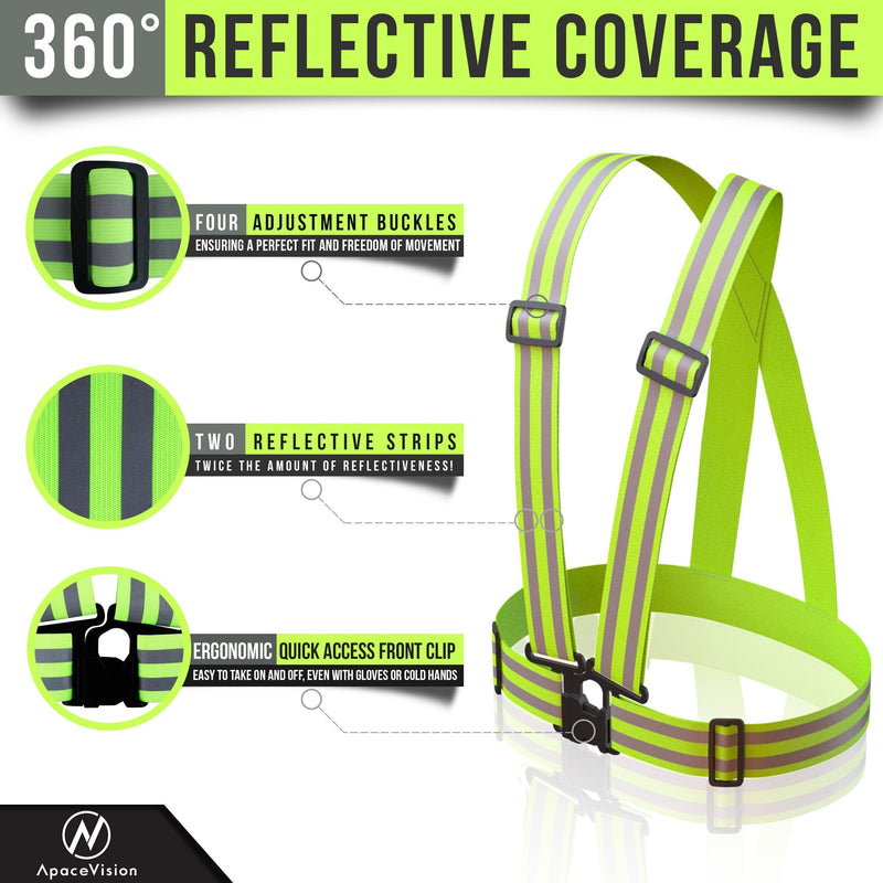 Reflective Vest (2 Pack) Lightweight, Adjustable & Elastic Safety & High Visibility for Running, Jogging, Walking, Cycling Neon Yellow - BeesActive Australia