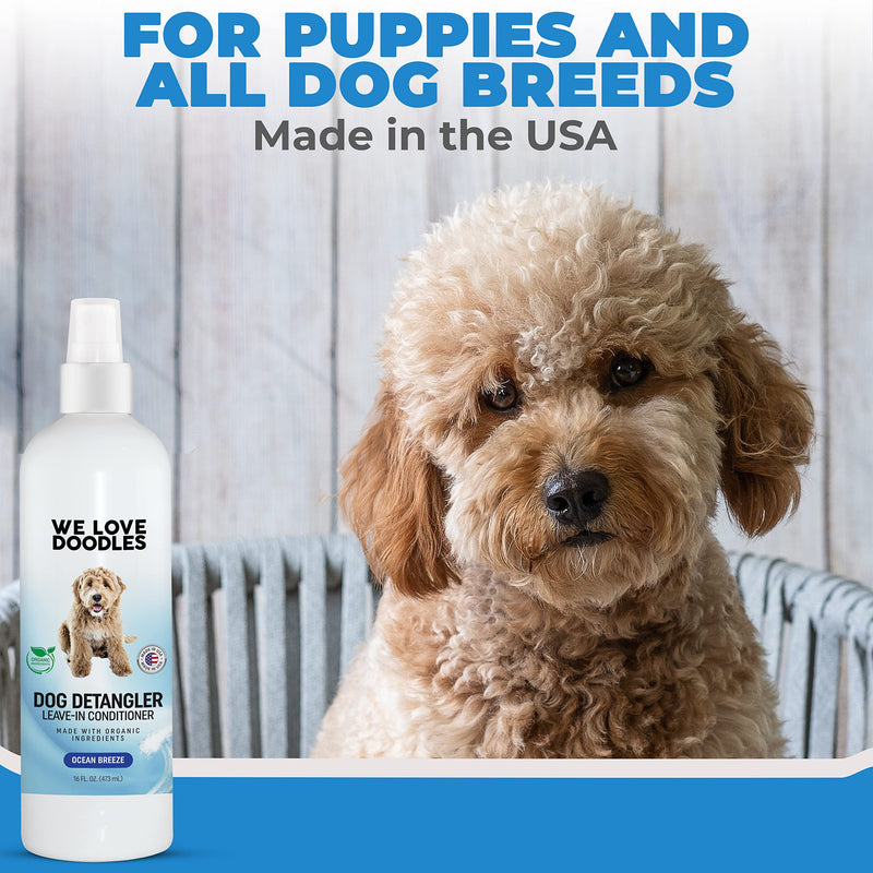 We Love Doodles 4-in-1 Lavender Shampoo & Dog Detangler Spray ((Ocean Breeze) Bundle - Shampoo, Conditioner, and Detangler & Detangler Spray Kit - Grooming & Tangle Remover - Made in USA - PawsPlanet Australia