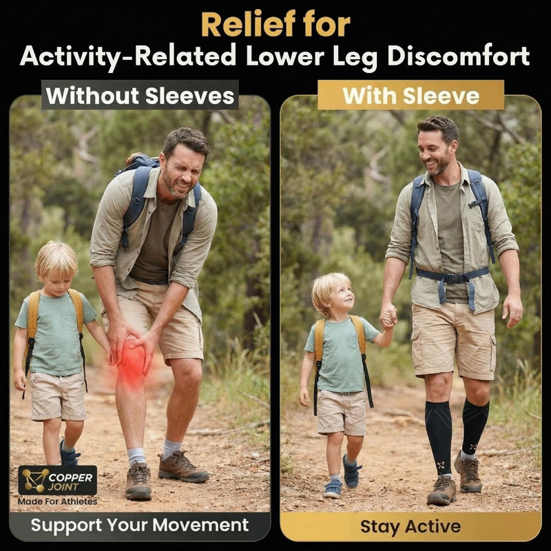 CopperJoint Calf Compression Sleeve for Men & Women, Single Leg Sleeve, Black, Large – Shin Splint Relief, Varicose Vein Support, Leg Cramps & Running Compression - BeesActive Australia