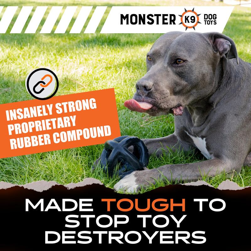Monster K9 Indestructible Ring Ball - Lifetime Replacement - Medium & Large Breeds - Ultra Durable Dog Toy for Aggressive Chewers - Chew, Tug, & Fetch - 5.5" Black - Most Durable - BeesActive Australia