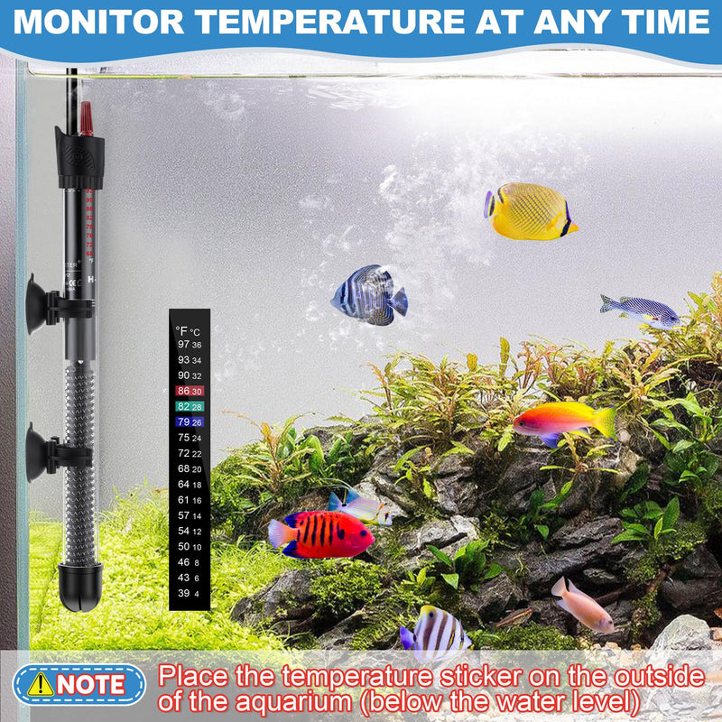 Dreyoo 2 Set 300W Submersible Aquarium Heater, Adjustable Aquarium Fish Tank Heater with 4 Thermometers Stickers and Suckers, Adjustable Knob Thermostat for Marine Saltwater and Freshwater - BeesActive Australia
