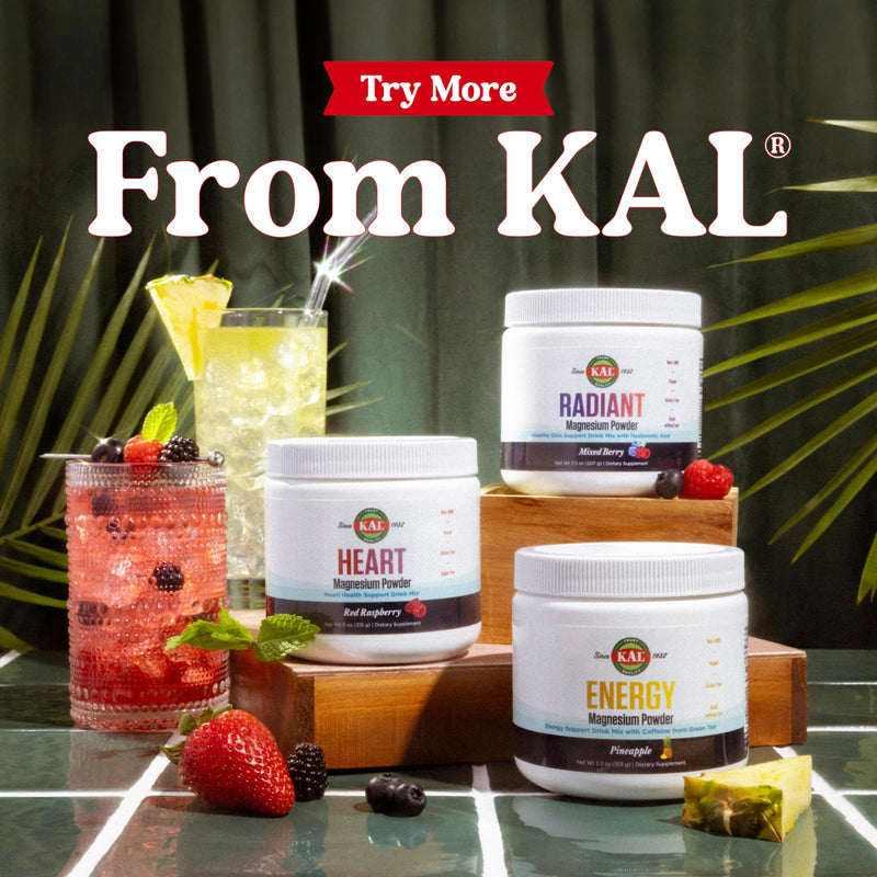 KAL Radiant Magnesium Powder, Mixed Berry, 7.3 oz | Skin, Antioxidant & Relaxation Support, Magnesium Citrate, Hyaluronic Acid, Vitamin C, 60 Servings, Sugar Free & Lab Verified