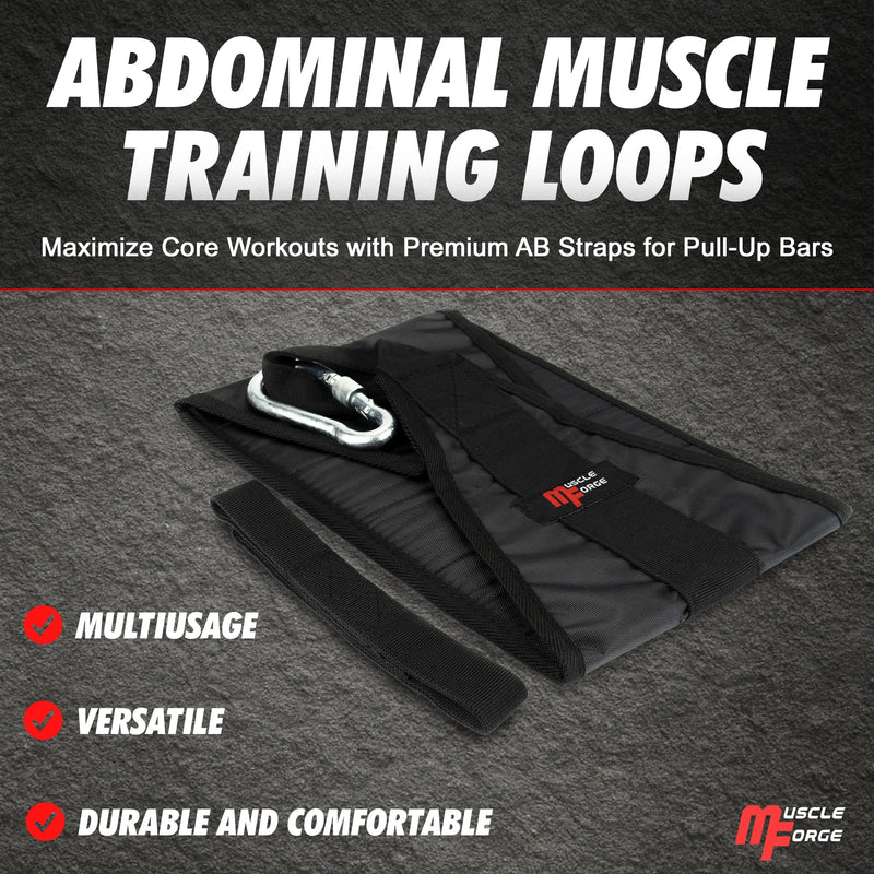 Hanging Ab Straps for Pull Up Bar - Professional Ab Straps & Hanging Abdominal Slings - Training Equipment with Bar Attachment (Pair)
