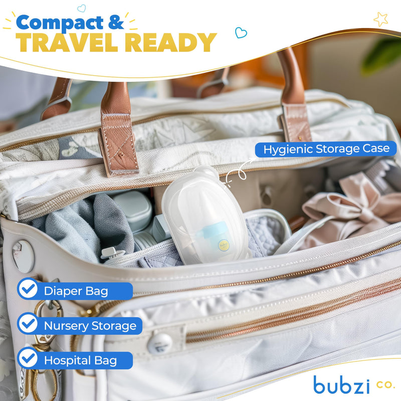 Bubzi Co Quick-Relief Baby Nasal Aspirator, Baby Nose Sucker for Sinus Congestion Relief, Reusable Snot Remover with Storage Case Blue