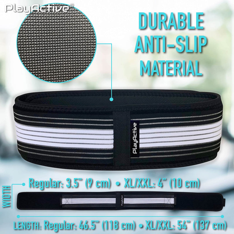 PlayActive Sacroiliac SI Joint Hip Belt - Lower Back Support Brace for Men and Women - Pelvic Support Belt - Trochanter Belt - Sciatica Pelvis Lumbar Hip Pain Relief (Regular) REGULAR (Hip Size 32-47 inch) Black & White - BeesActive Australia