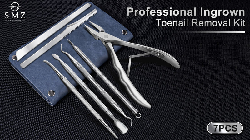 7-Piece Ingrown Toenail Treatment Set, Professional Stainless Steel Ingrown Toenail Removal Kit, Toenail Clippers for Thick Toenails, Pedicure Tools for Feet, Nail Clippers for Thick and Ingrown Nails
