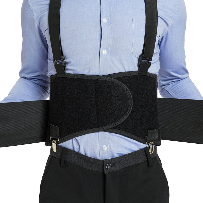 NeoTech Care Back Brace for Work with Removable Pants Clips & Detachable Suspenders - Back Support Belt - Adjustable, Light, Breathable - Posture (Black, Size XXL) Black
