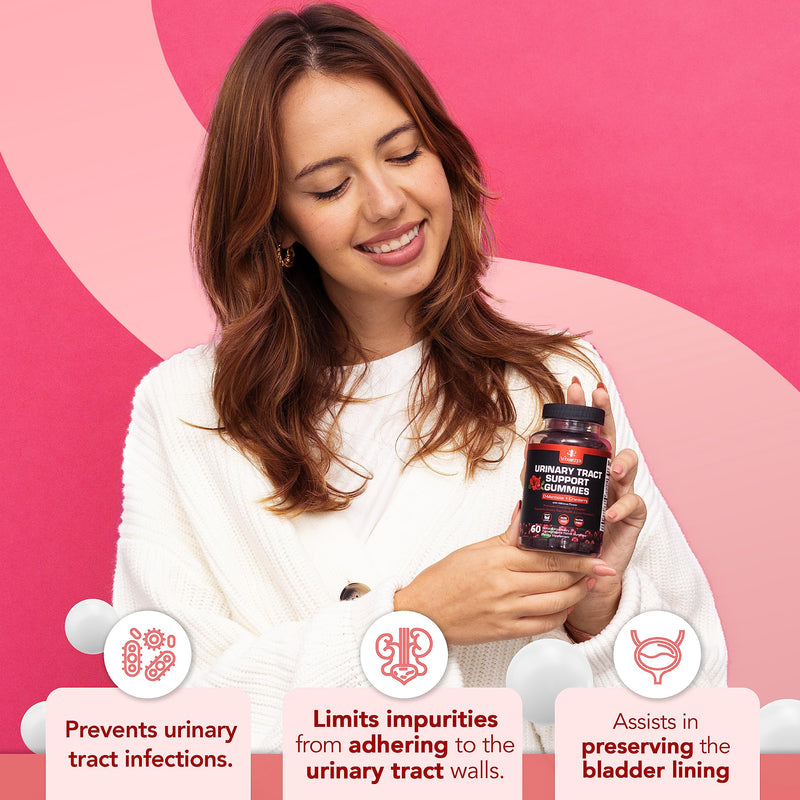 Potent Cranberry Gummies with D Mannose - Urinary Tract Health for Women & Men, Urinary Flush & Bladder Fast-Acting Support Supplements with Hibiscus Powder, 60 Count 60 Count (Pack of 1)