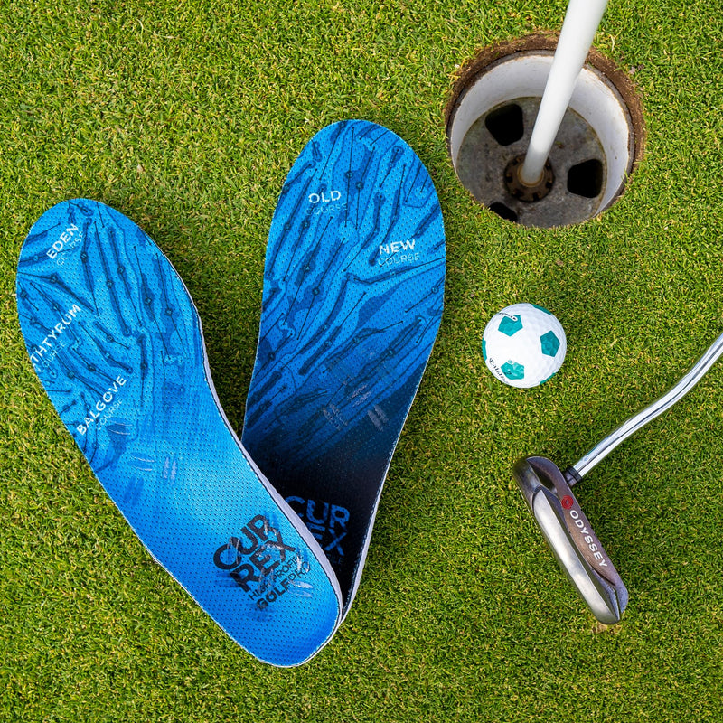 CURREX GolfPro Insoles for Golf Shoes – Arch Support Inserts to Improve Balance, Stability, Comfort & Performance, Help with Foot & Heel Pain Relief – for Men & Women – High Arch, Large L (Mens 9-10.5 / Womens 10.5-12) High Arch - Blue - BeesActive Australia