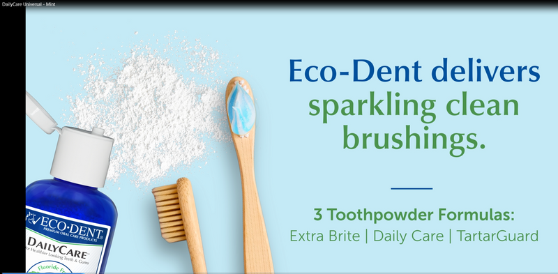 Eco-Dent DailyCare Baking Soda Toothpowder, Mint - Fluoride-Free Toothpaste Powder, SLS-Free Tooth Powder with Minerals, and Essential Oils, Toothpaste Alternative, 2 Oz Each (Pack of 6)
