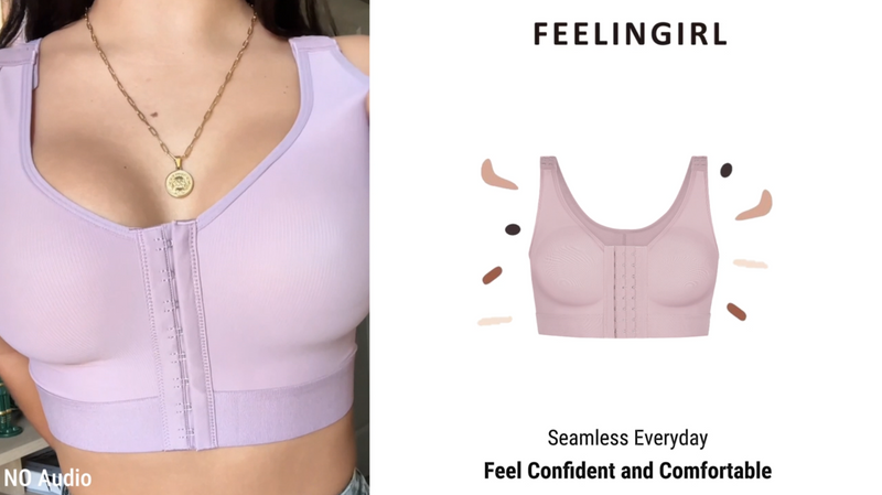 FeelinGirl Front Closure Compression Post Surgery Bra for Surgical Recovery X-Large Black