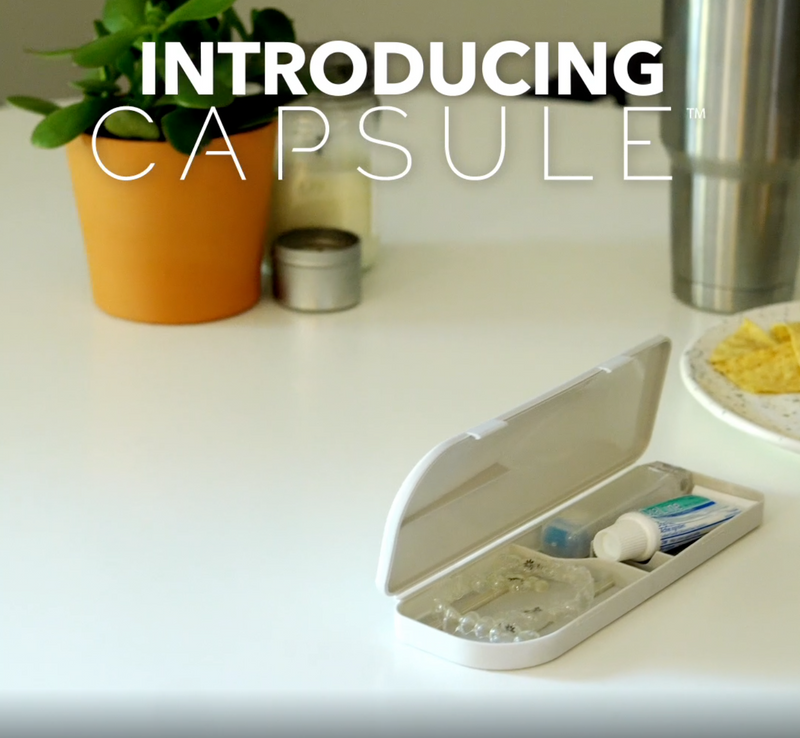 Capsule Dental - Dental Retainer Travel Case, Silicone Retainer Case for Aligners, Mouthguards, and More, Dental Kit Oral Care Tools with Travel Toothbrush and Aligner Removal Tool