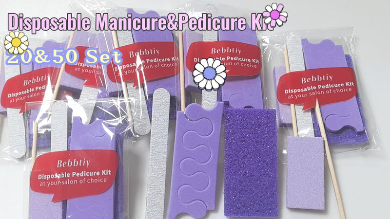 5 in 1 Disposable Pedicure Manicure Kit Sets (20, Count, 80/100 Grit) 20