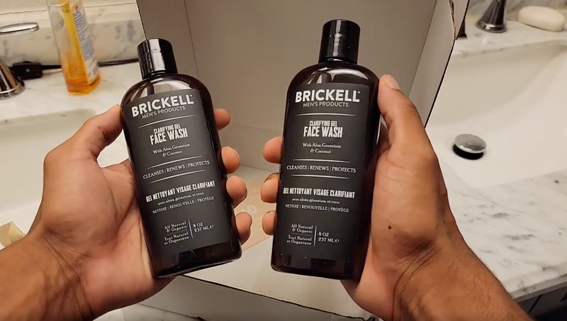 Brickell Men's Products Face Wash for Men – Clarifying Gel Facial Cleanser, Mens Face Wash for Oily Skin, With Aloe, Geranium & Coconut, 3.4 oz, Scented 8 Ounce (Pack of 1)