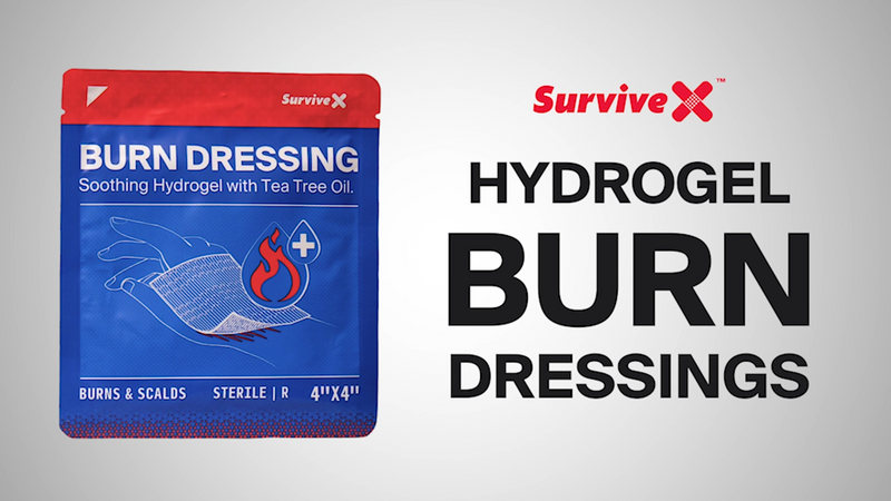 SurviveX Hydrogel Burn Dressings - First Aid Burn Care Pads, 5-Pack 5 PCS