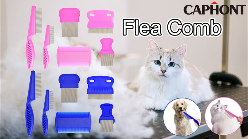 Flea Comb for Cats Dogs, 6 Pack Pet Lice Comb Set Pet Grooming Pets for Small, Medium & Large Pets (Blue) Blue