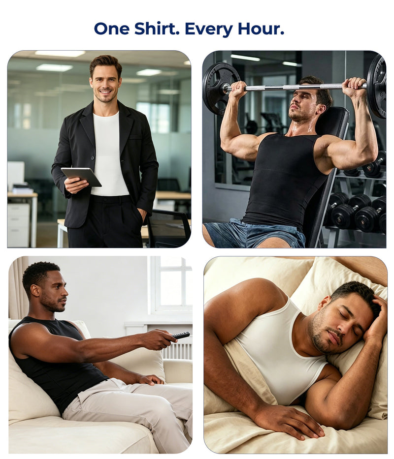 TAILONG Compression Shirt Men Shapewear - Instant Slimming Undershirt for Gynecomastia & Tummy Control Body Shaper Tank Top Large Black