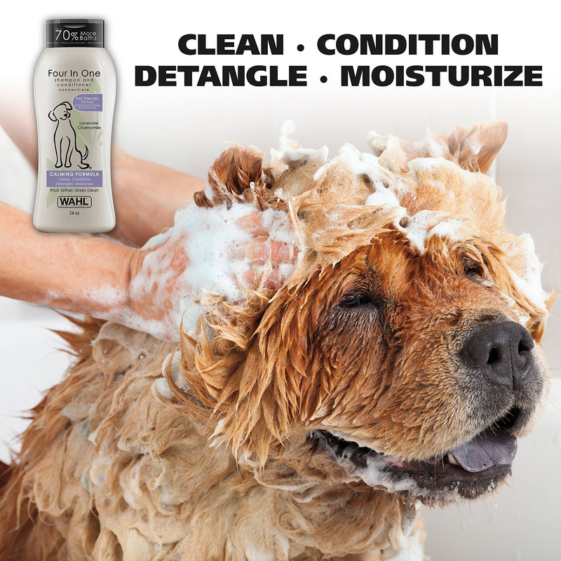 Wahl Deodorizing & Refreshing Pet Deodorant & 4-in-1 Calming Pet Shampoo – Cleans, Conditions, Detangles, & Moisturizes with Lavender Chamomile - 24 Oz - PawsPlanet Australia