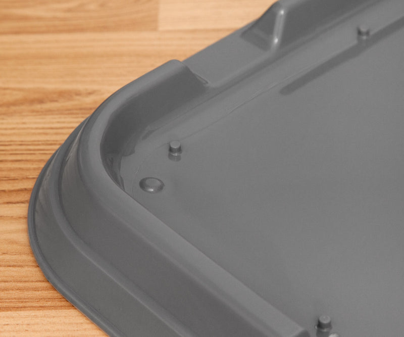 IRIS USA Pee Pad Holder, Small Puppy Dog Pad Holder, Secured Latches, Non-Skid Rubber Feet, High Polish Finish for Easy Cleaning, Leak Protection Dog Potty Tray, Fits 14"x17" Pad or Larger, Dark Gray - BeesActive Australia