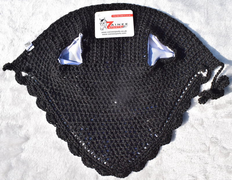 Cow Print Horse Fly Bonnet Ear Net Hat Hood Mask Fly Veil Handmade Crochet Polyester (COB) COB - BeesActive Australia