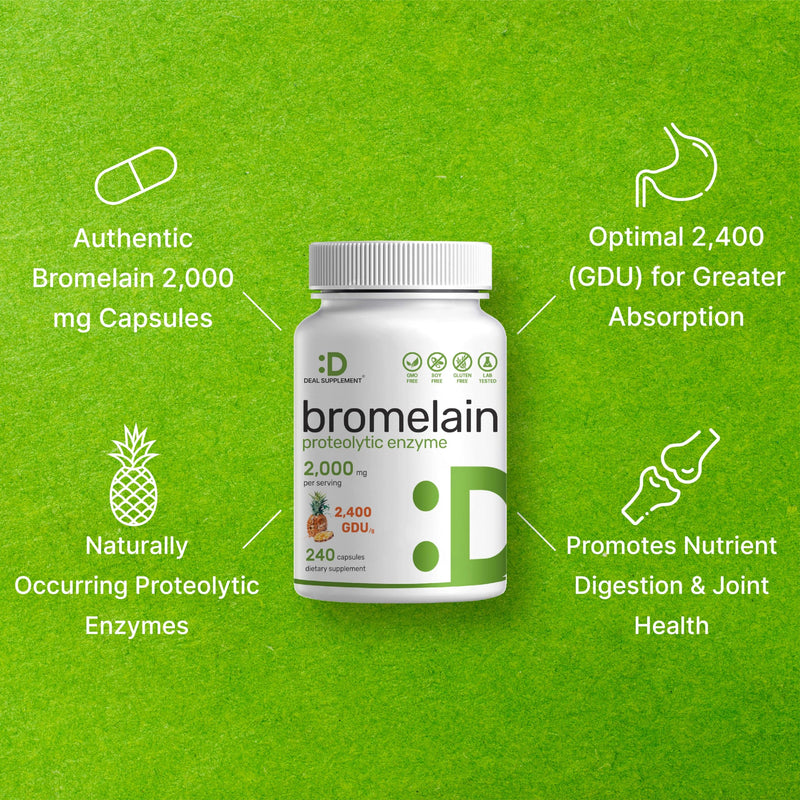 Bromelain Supplement 2,000mg Per Serving, 240 Capsules – Natural Proteolytic Enzymes from Fresh Pineapple – Supports Nutrient Digestion 1 - BeesActive Australia
