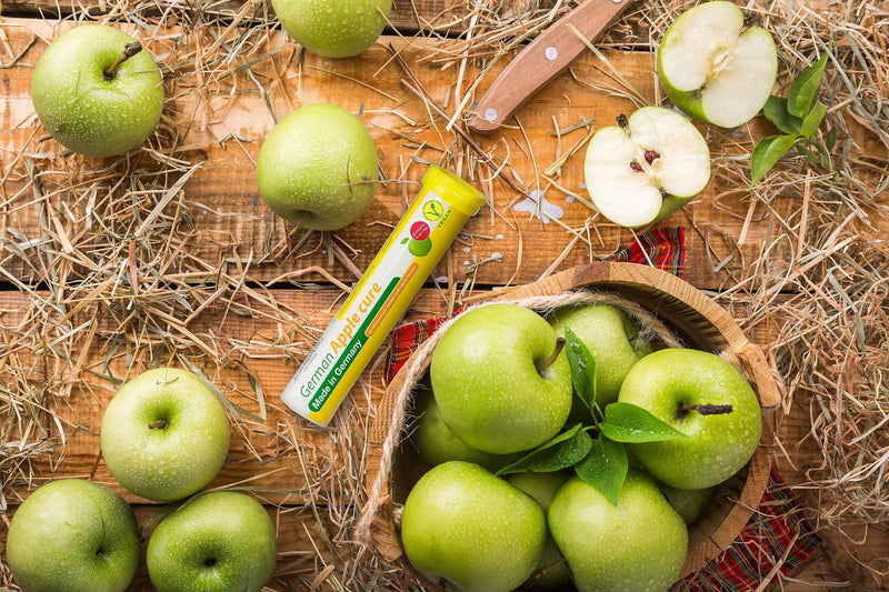 T&D German Apple Cure - 40 Vegan Drink Effervescent Tablets - Apple Flavor - Made in Germany | Revitalize naturally with premium German formula-boost immunity and digestion using crisp, refreshing apple-infused tabs! 40 Servings