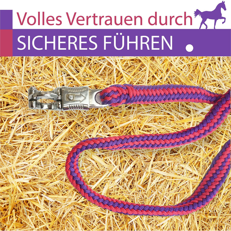 Lead rope horse tether rope for horses with sturdy panic hook length 2m many colors (red-purple) red-purple - BeesActive Australia